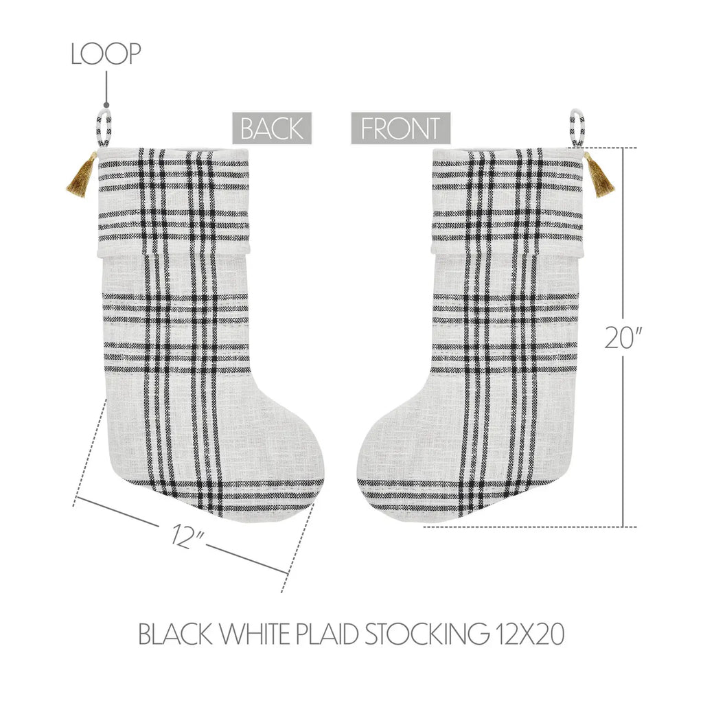 Stocking - Black White Plaid
