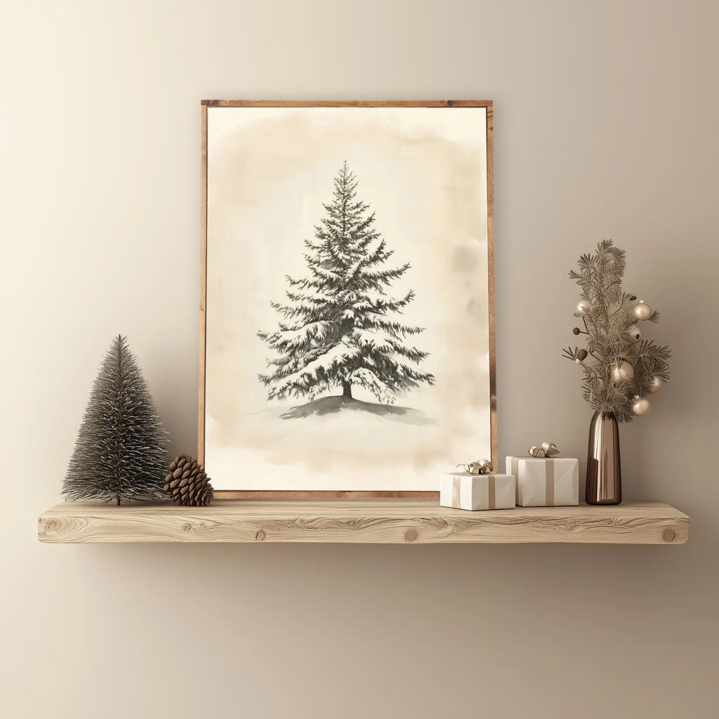 Vintage Christmas Tree Print
