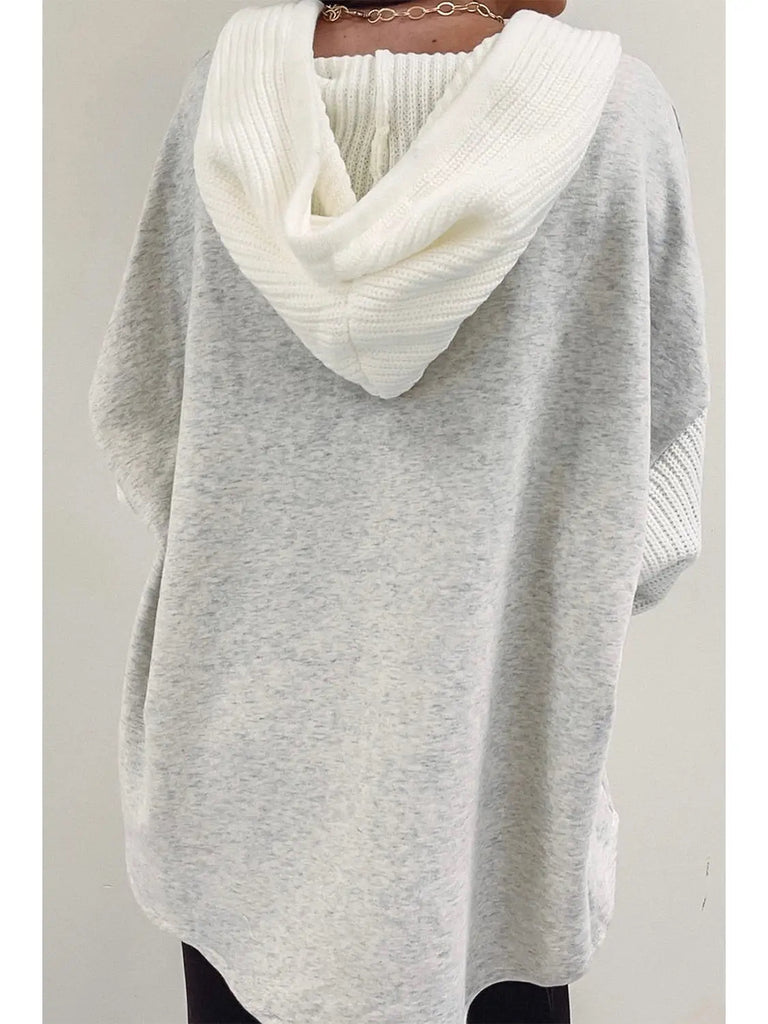 Patchwork Buttoned Hooded Jacket