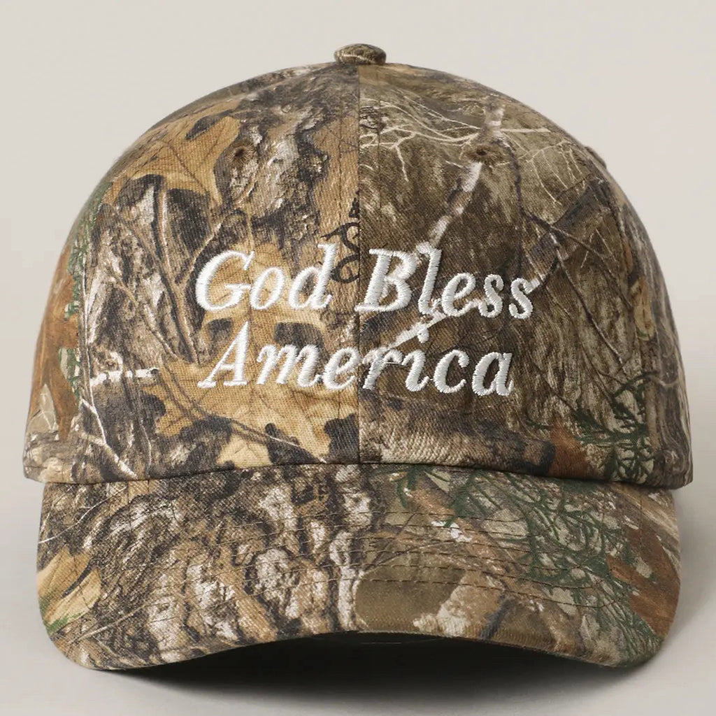 God Bless America Camouflage Baseball Cap