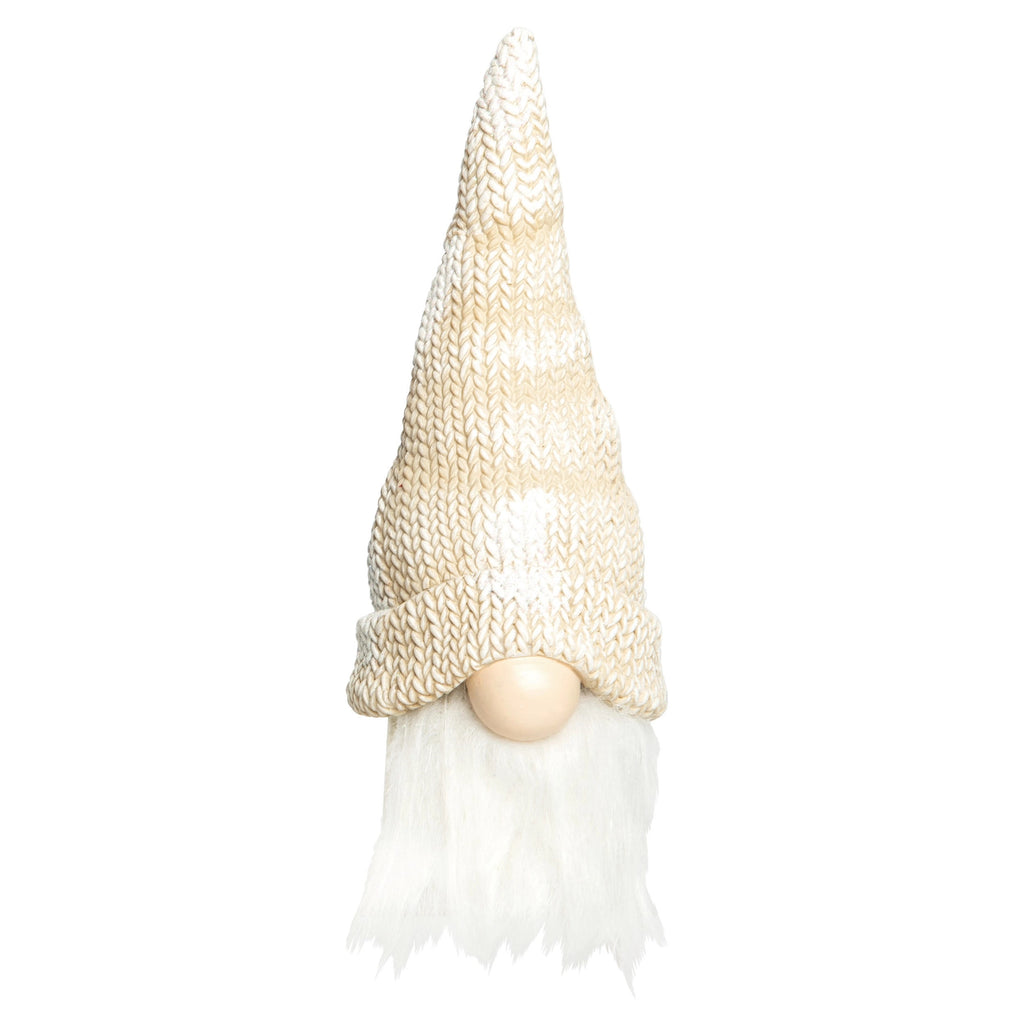 Cream Christmas Knit Cap Gnome Figurine