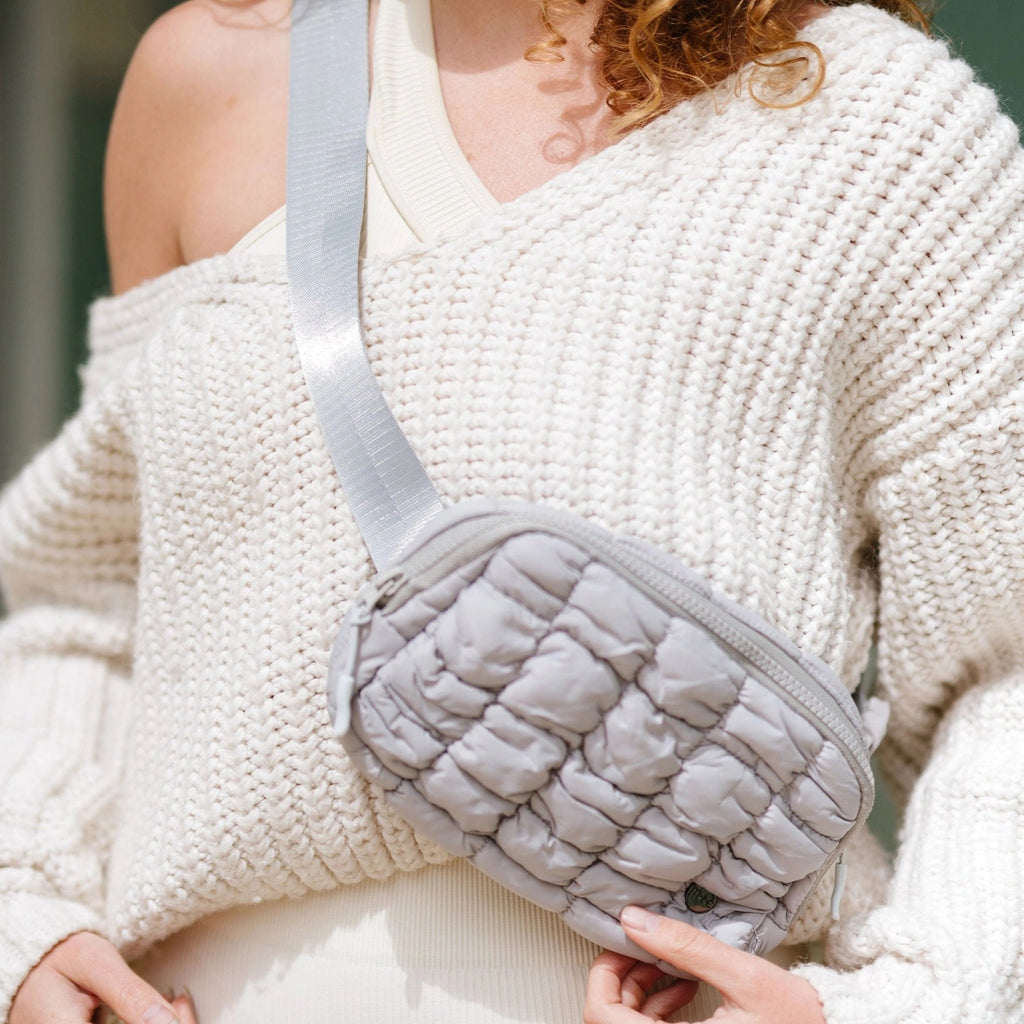 Crossbody Belt Bag - Grey Puffer