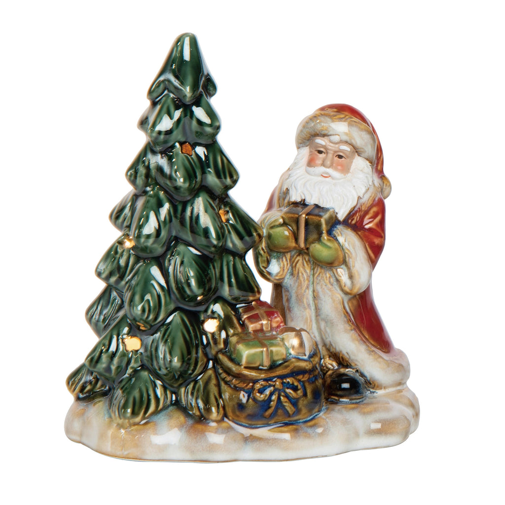 Multicolored Light Up Ceramic Santa Christmas Tree