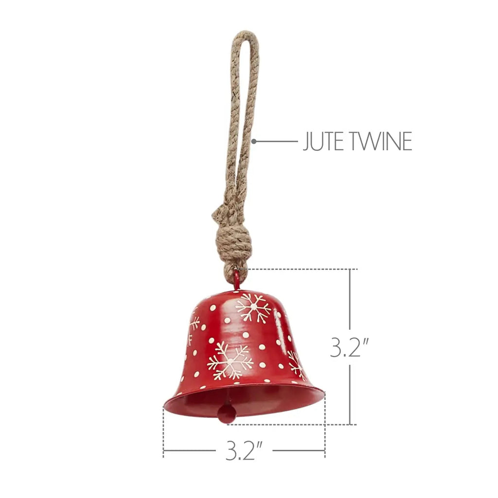 Falling Snow Red Bell Metal Ornament