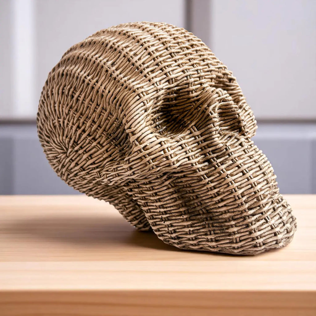 Resin Skull Statue Rattan