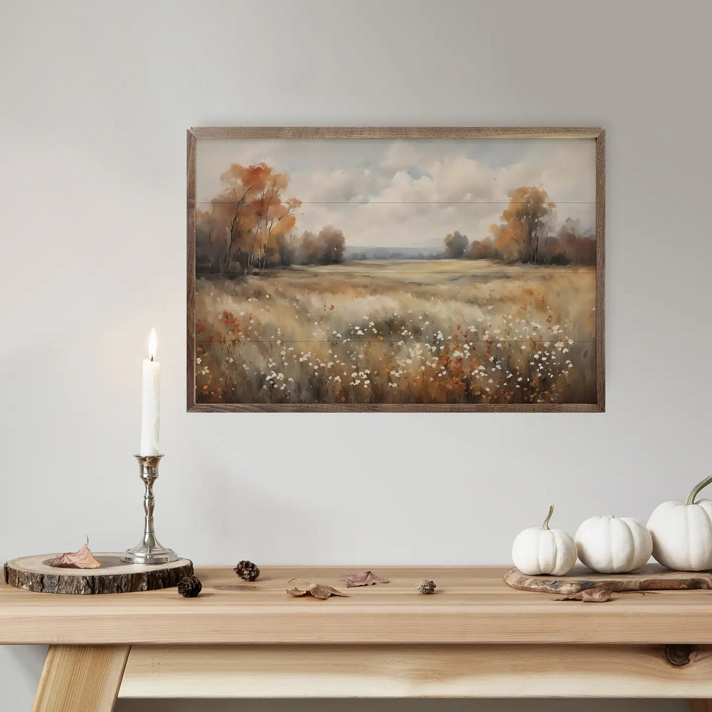 Autumn Field with Trees Sign