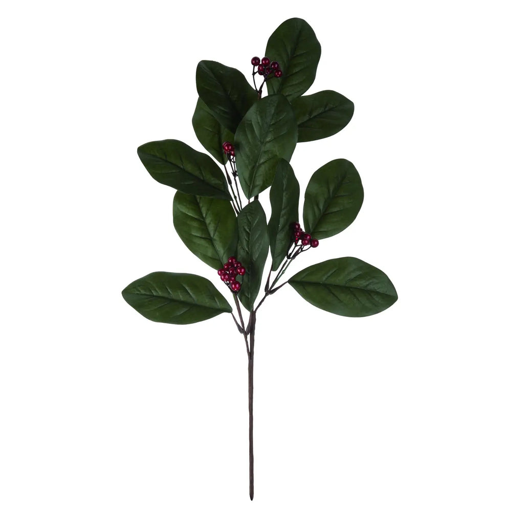 24" Green Christmas Magnolia Leaves Spray