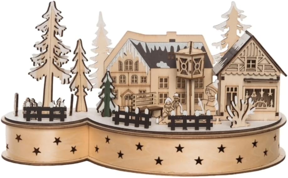 Multicolor Christmas Laser Cut Lodge Village