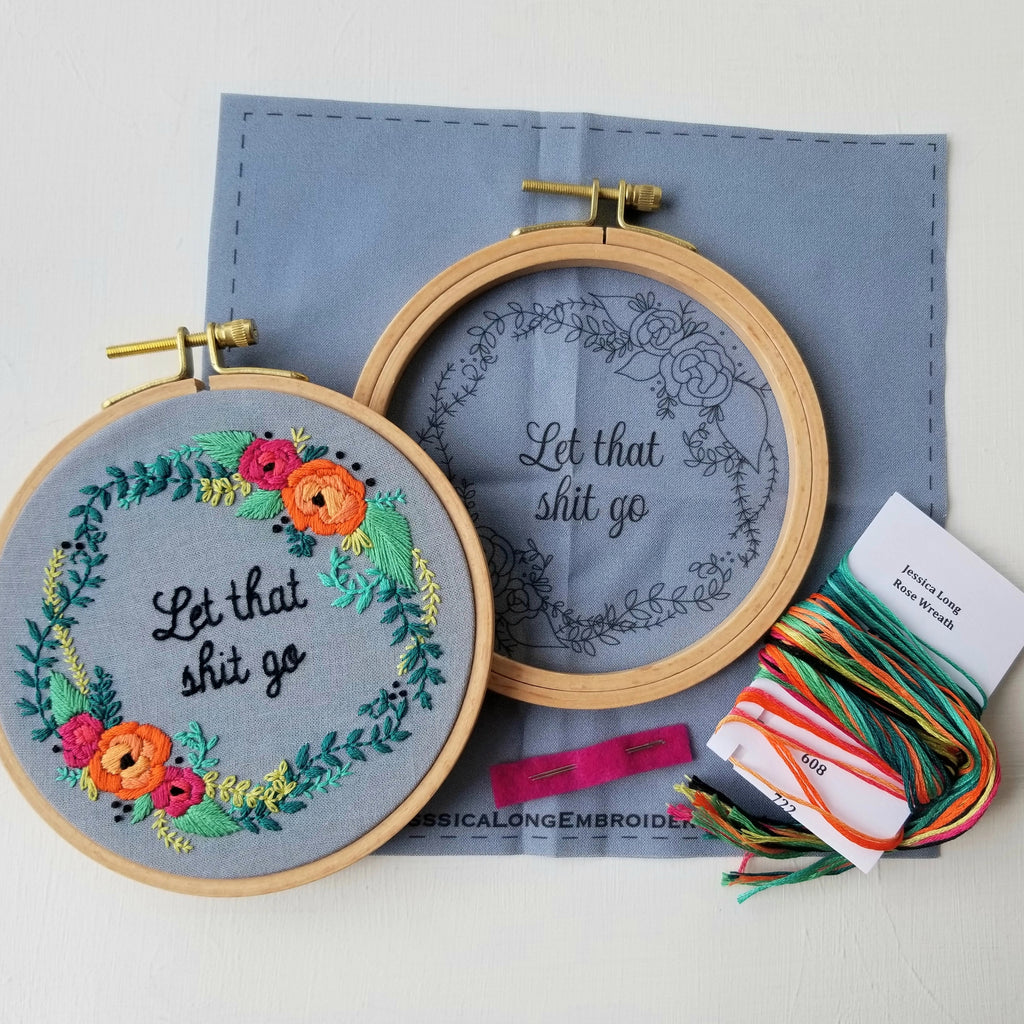 Rose Wreath Embroidery Kit