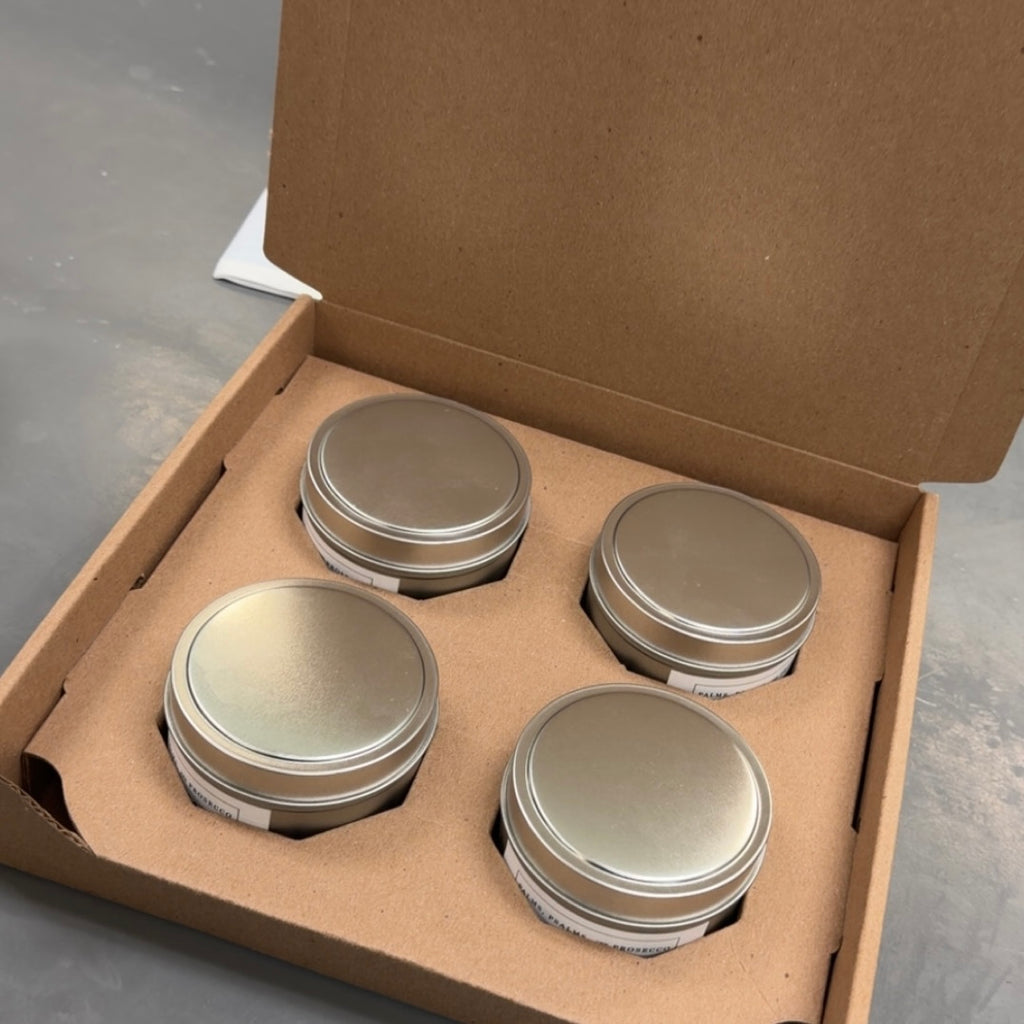 NEW Holiday Scents Sampler Pack of 4 Tin Candles