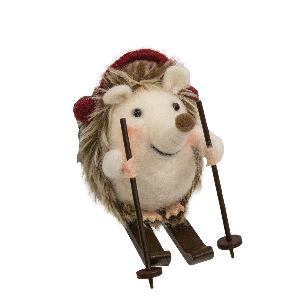 Felt Skiing Hedgehog Ornament