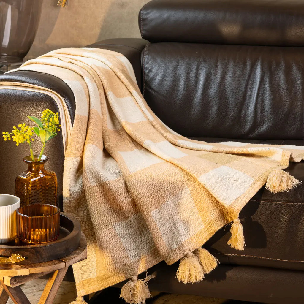 Carina Checkered Throw Mustard