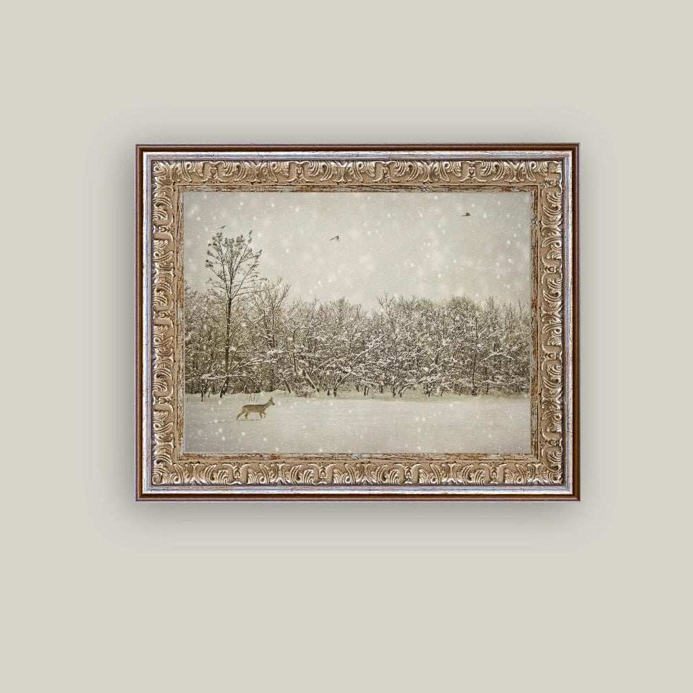 Winter Fawn Framed Antique Art
