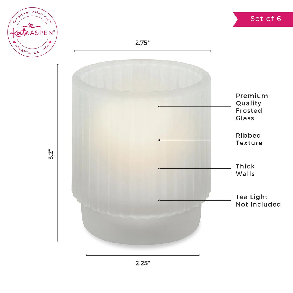 Ribbed Frosted Glass Votive Candle Holder