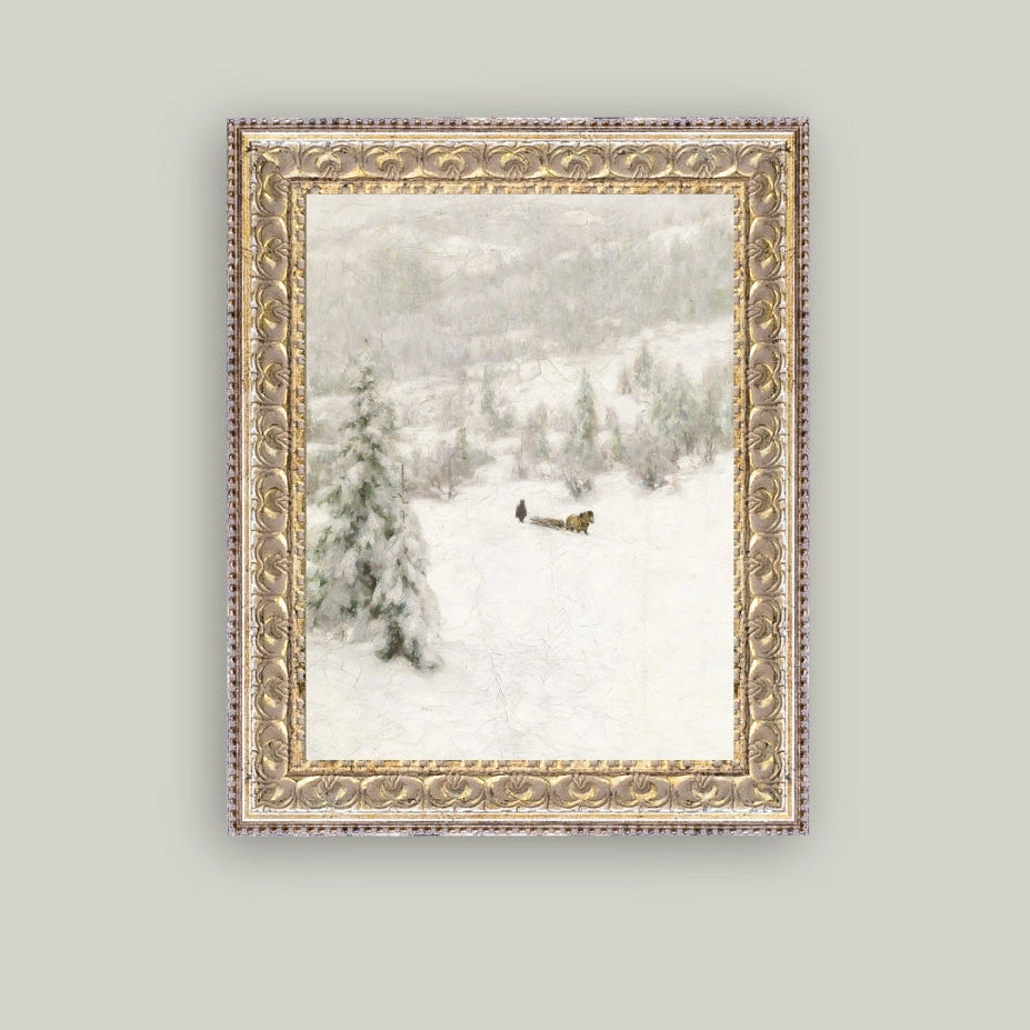 Winter Landscape Framed Antique Art