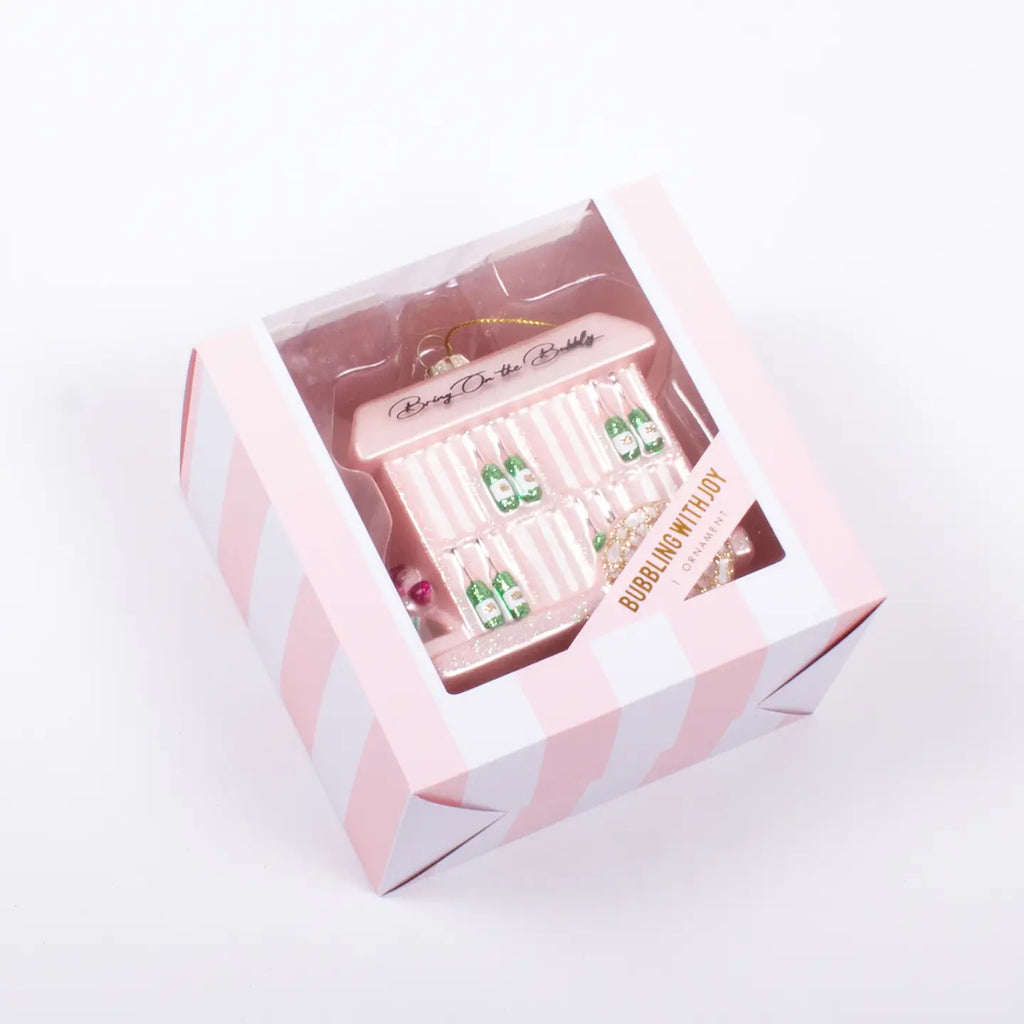 Bubbly Cart Boxed Glass Ornament