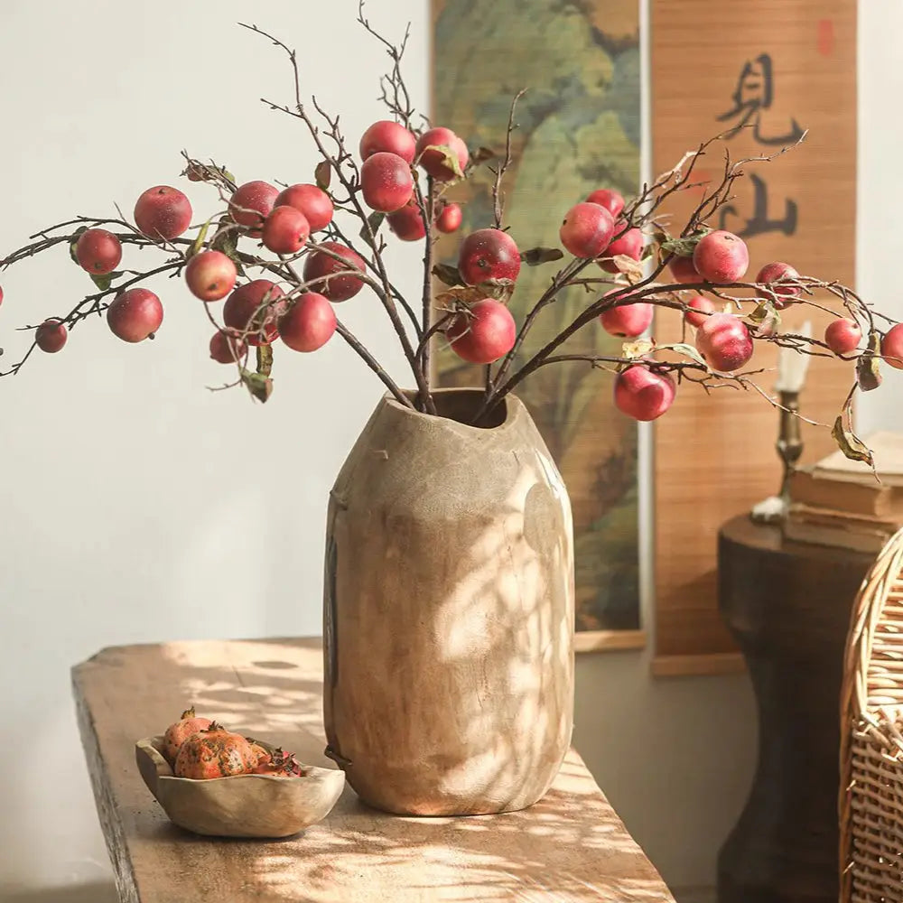 Faux Red Apple Branch Stem