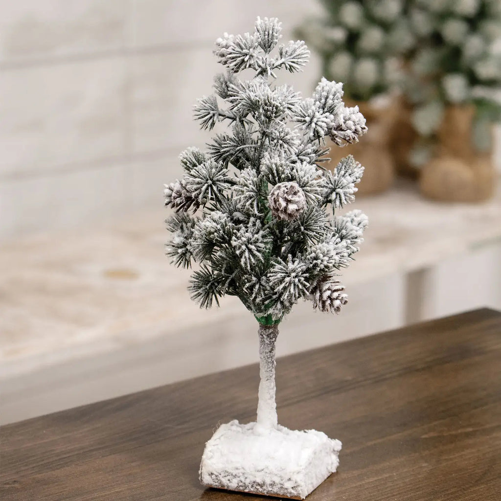 Flocked Bristle Pine Tree W/Cones