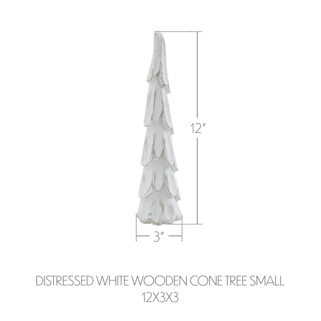 Distressed White Wooden Cone Tree