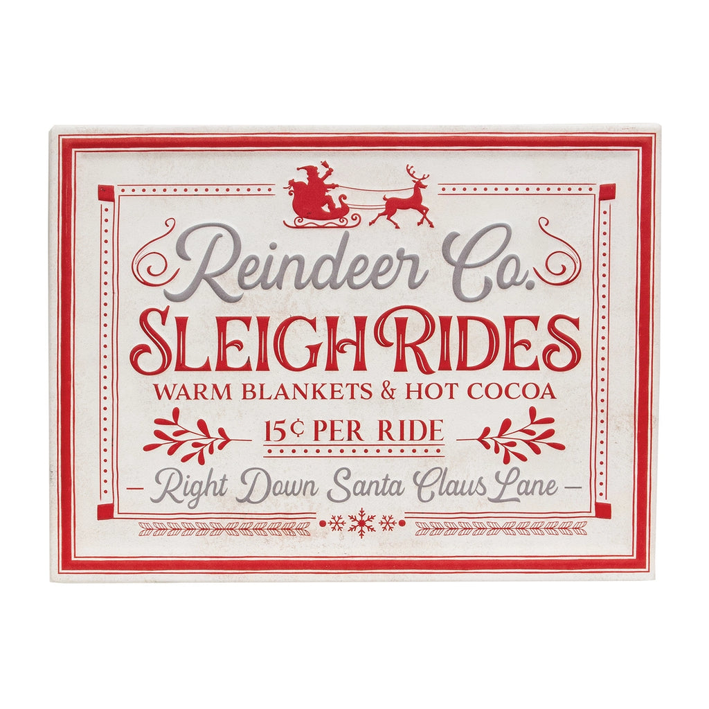 Reindeer Co. Sleigh Rides Metal Sign