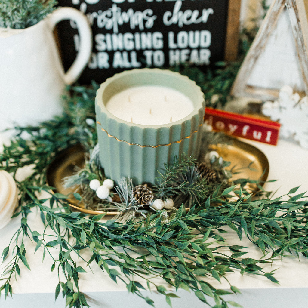 Specialty Container Candle - Green + Gold Cement