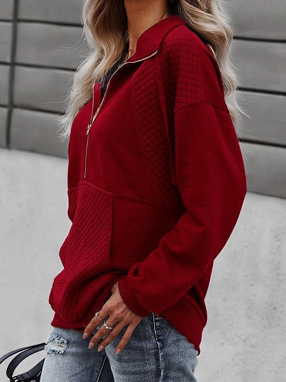 Quilted Pullover - Red