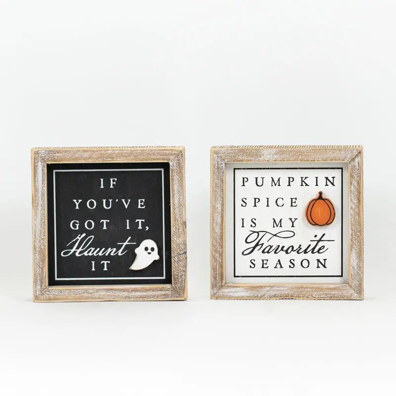 Haunt It Double Sided Wood Sign