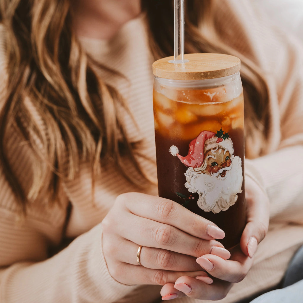 Vintage Santa Iced Coffee Glass