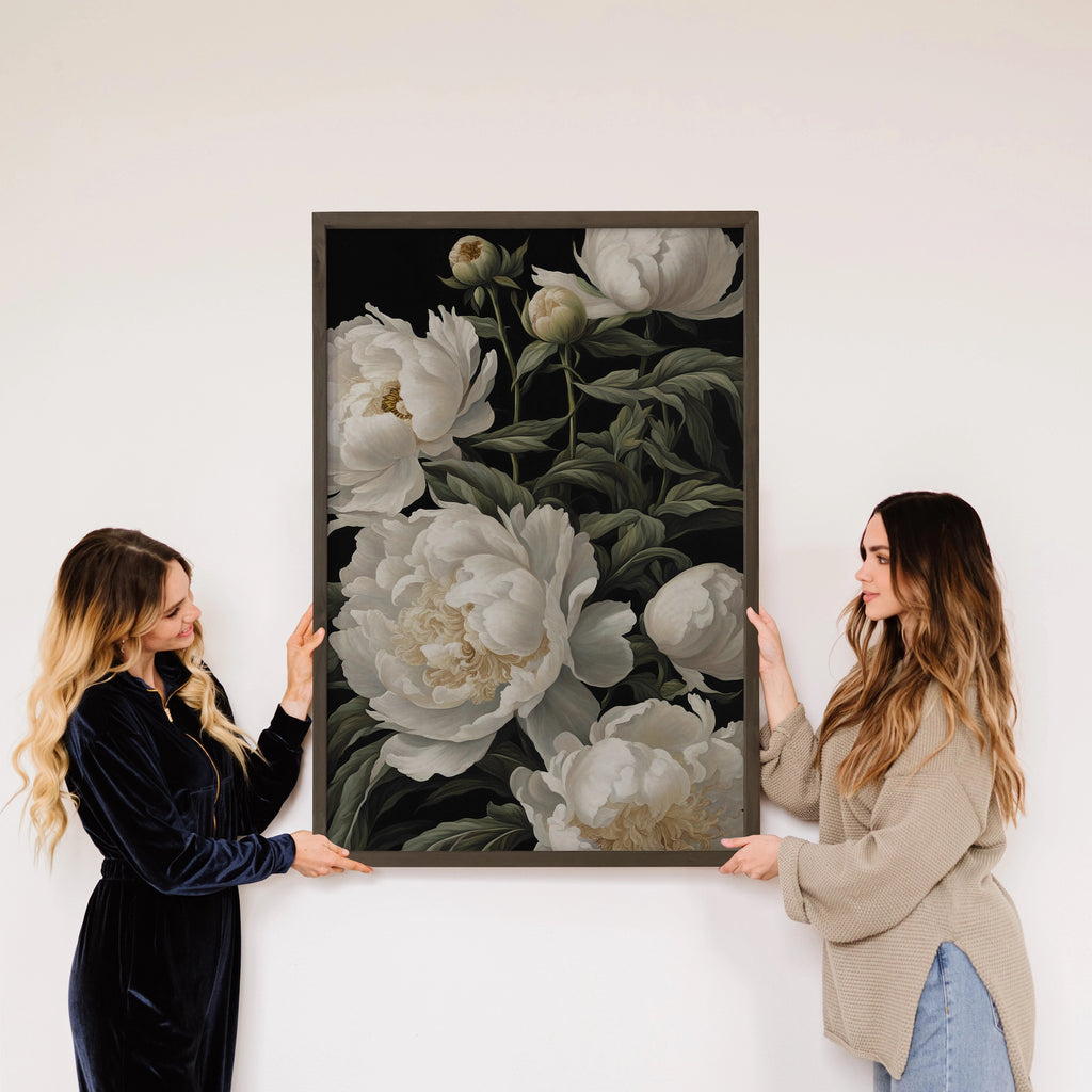 White and Black Peony Sign