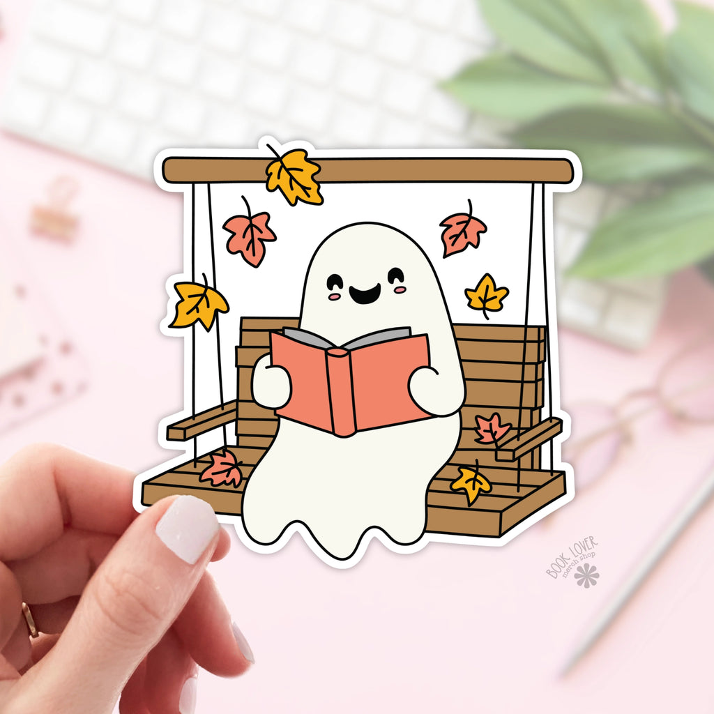 Ghost Reading Book Sticker