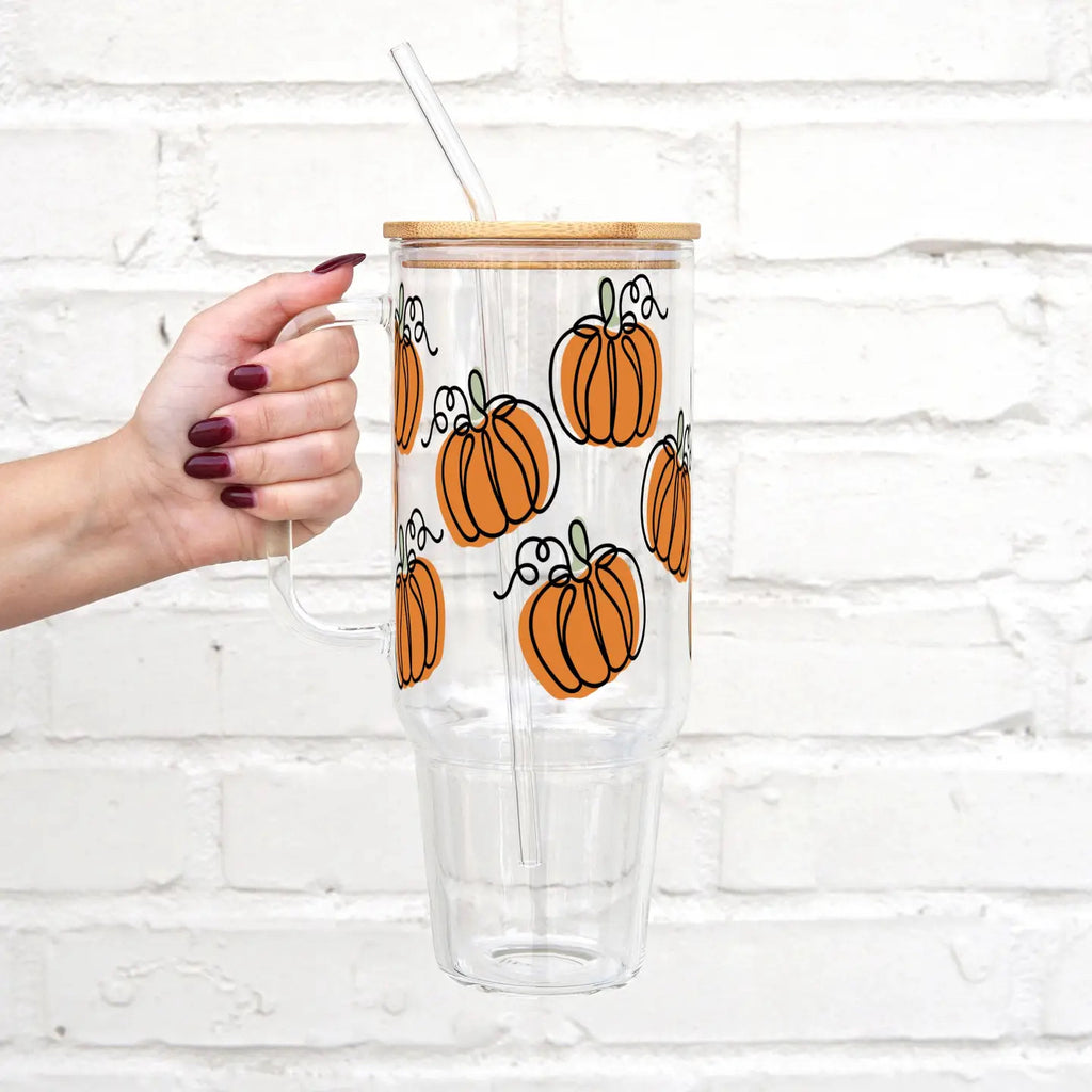 Glass Tumbler - Fall Pumpkins