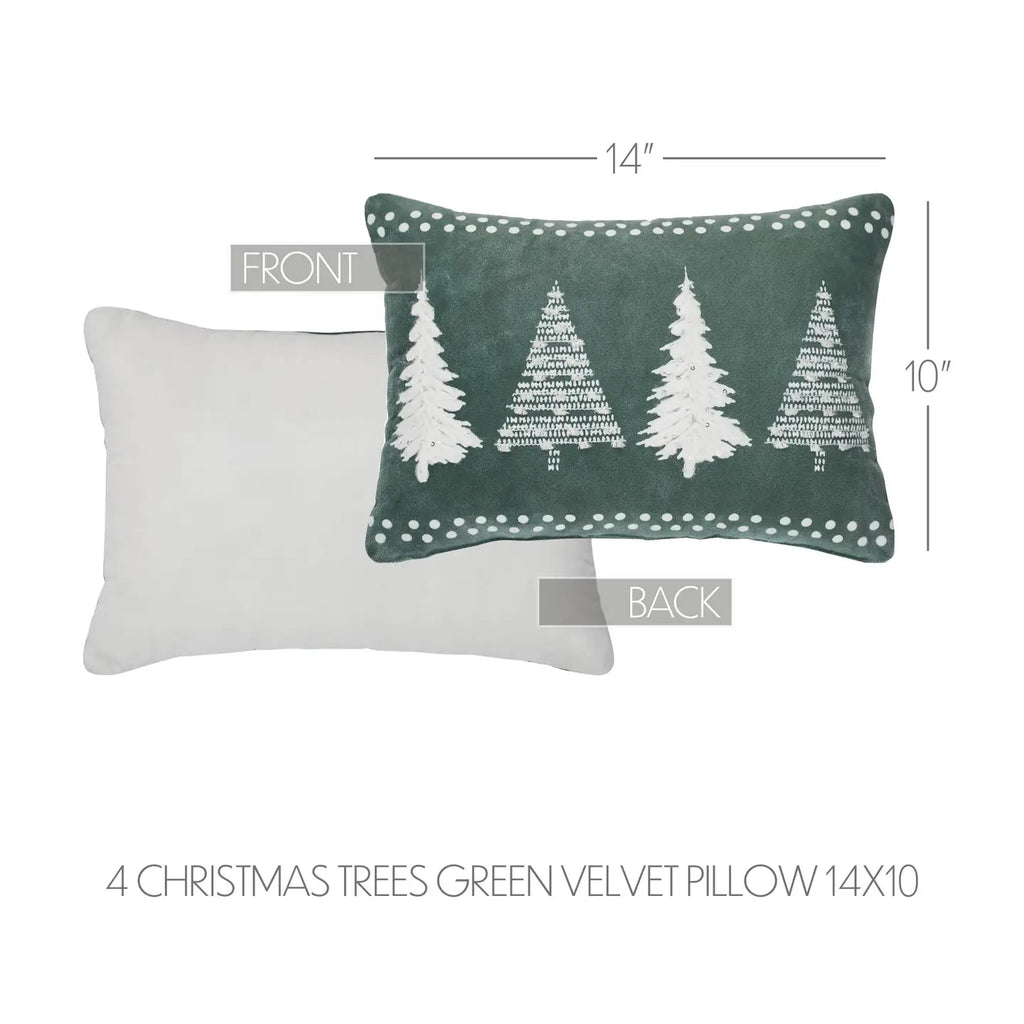 Christmas Trees Green Velvet Pillow