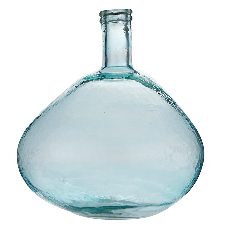Large Blue Recycled Glass Vase