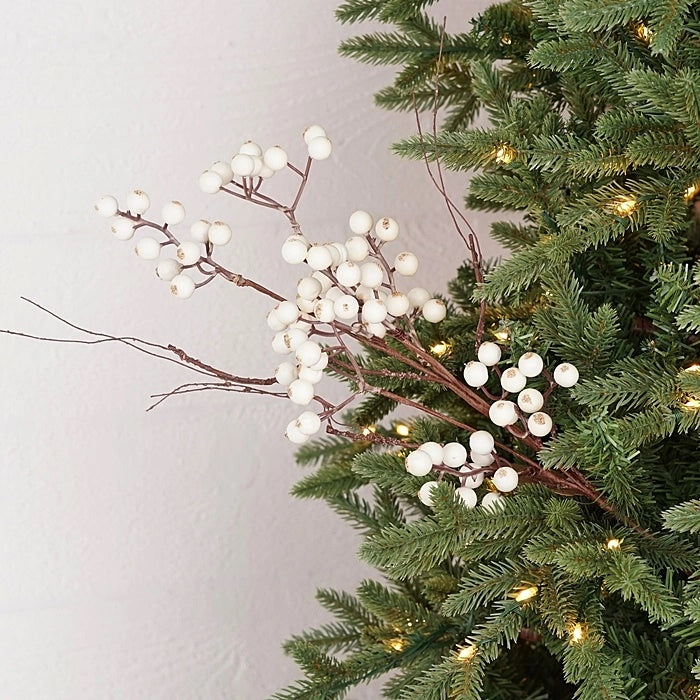 19" White Snowberries Spray