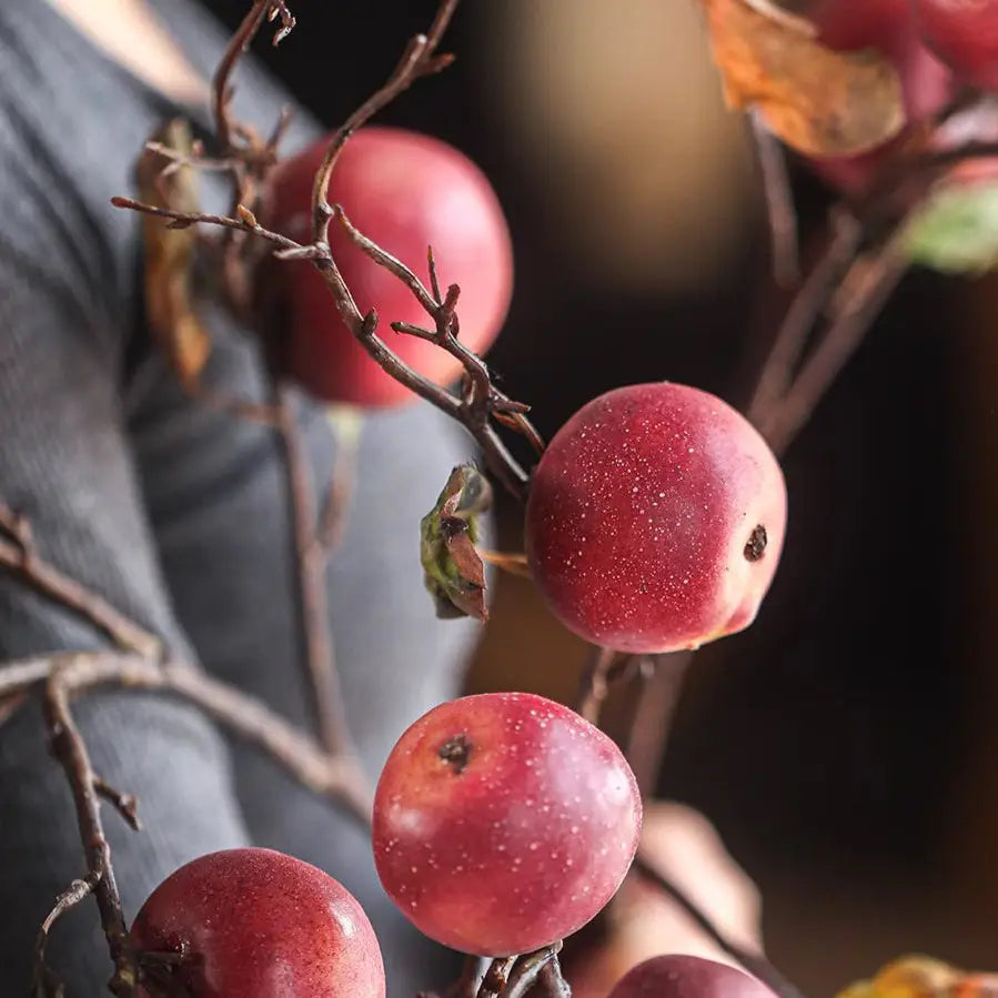 Faux Red Apple Branch Stem