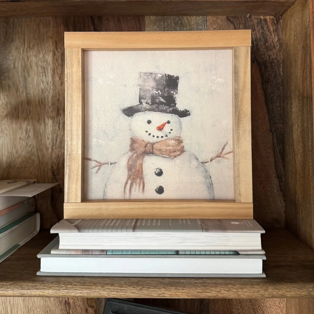 Vintage Snowman Wood Sign