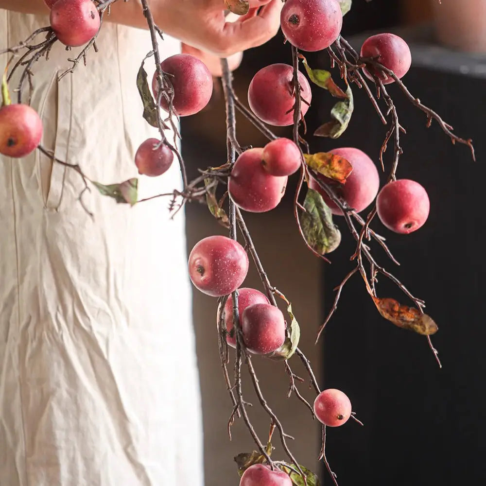 Faux Red Apple Branch Stem