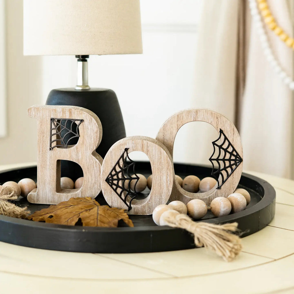 Wood Cutout Boo Halloween Table Home Decor