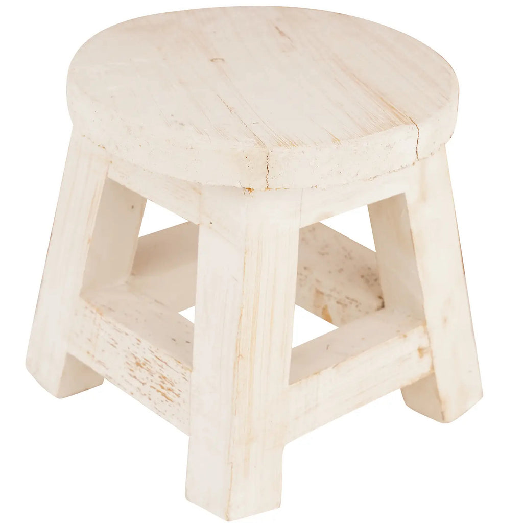 Farmhouse Wooden Mini Stools - White