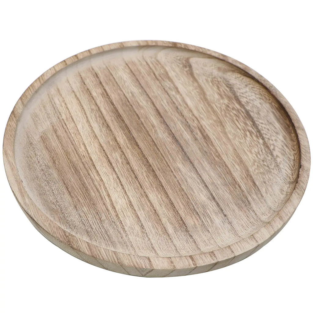 Large Round Wood Tray - Rustic