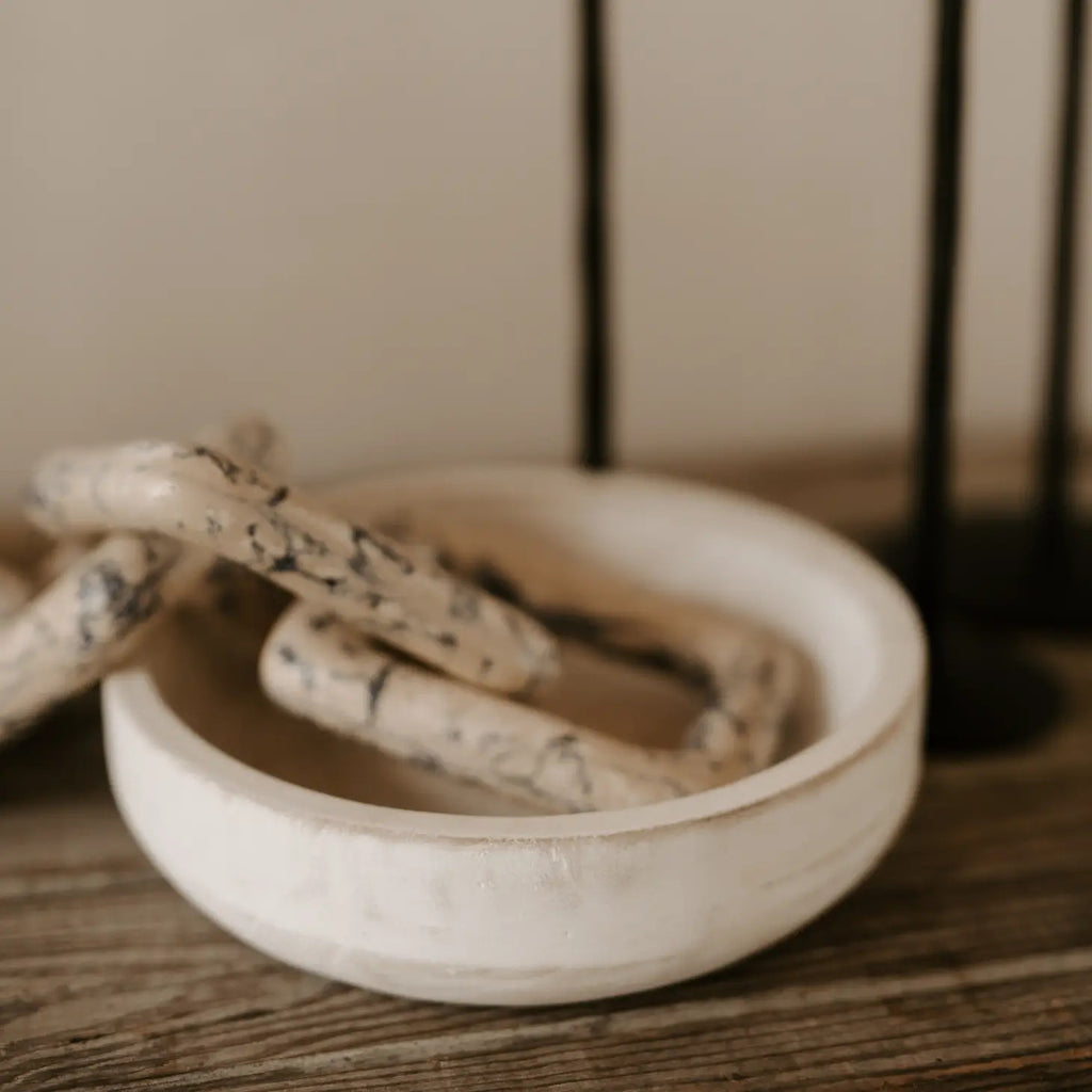 Decorative Wood Bowl - Whitewash